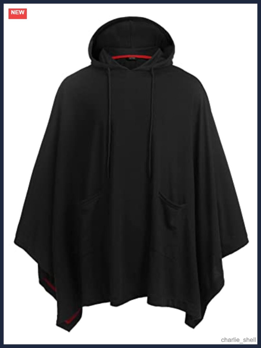 Unisex Hooded Poncho Cape Cloak Pullover with Pockets Casual Coat